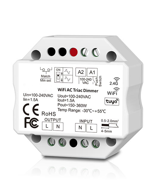 Regulador inalámbrico 2.4Ghz-WIFI Smart APP-Triac-Push dim 1,5A